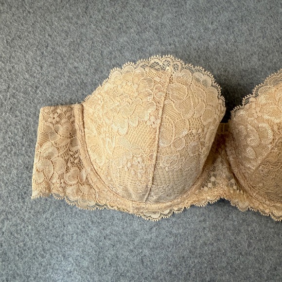 Victorias Secret Dream Angels Multi Way Strapless Bra Tan Beige Lace Size 36B - Picture 2 of 10